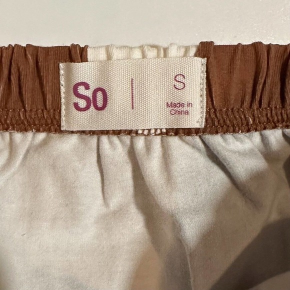 So Brown with Cream Polka Dots Ruffle Hem Adjustable Length Mini Skirt Sz S NWT - Picture 4 of 8